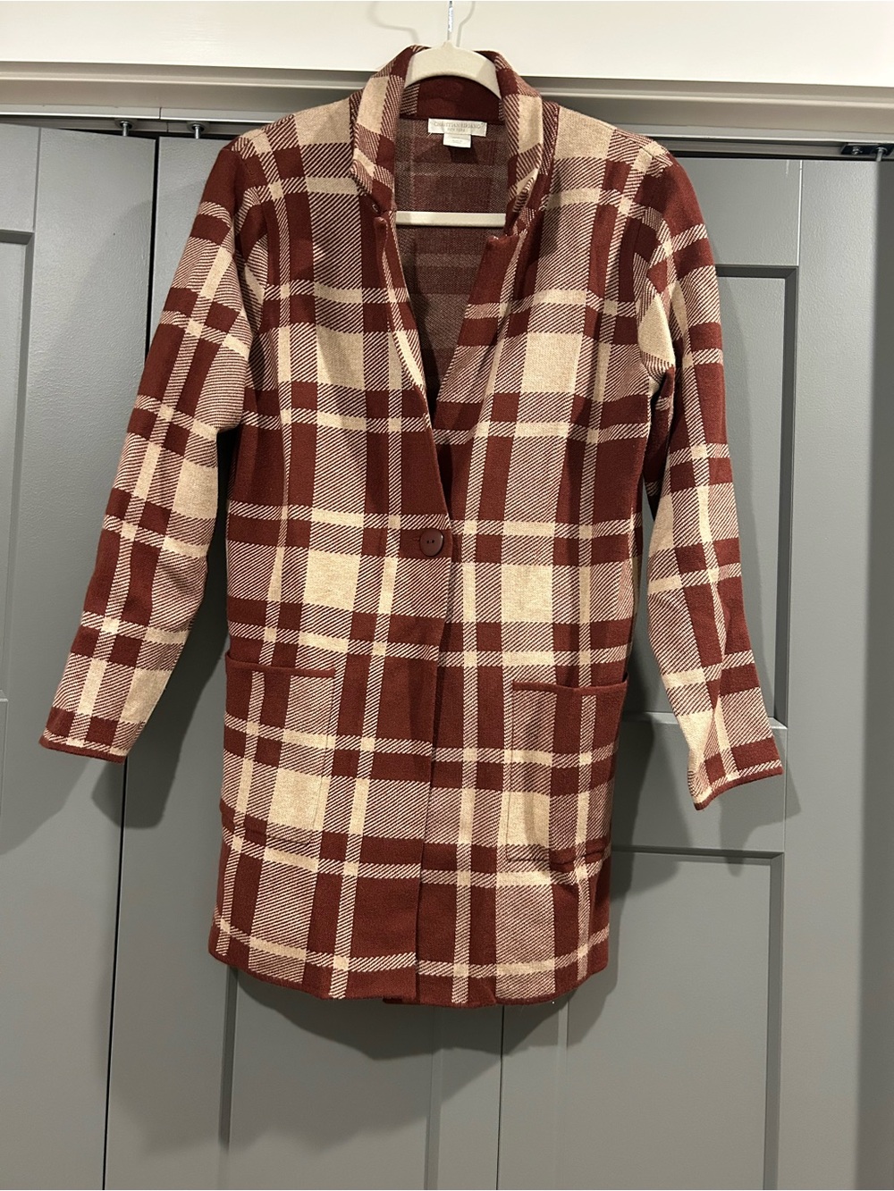 Christian Siriano plaid cardigan